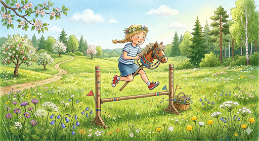 Naturum Getterön Illustration flicka och käpphäst